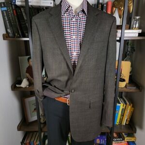 Croft Barrow Mens Sport Coat Brown Birdseye Poly True Comfort Classic Fit 42 XLT